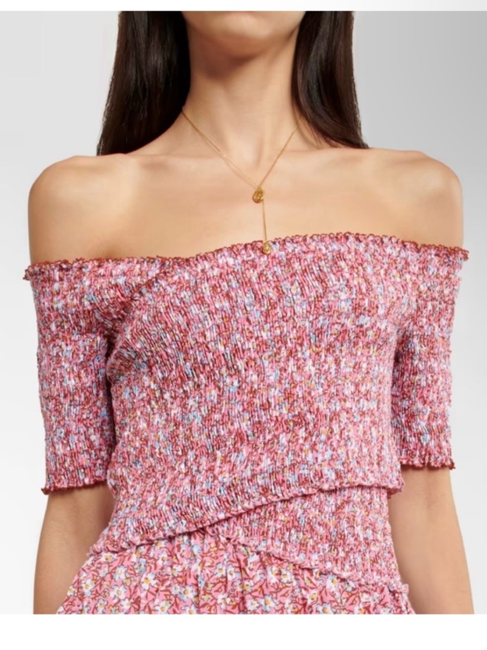 POUPETTE ST BARTH NWT MEDIUM MINI DRESS SOLEDAD COTTON PLUMETI PINK PAQUERETTE - Picture 2 of 2